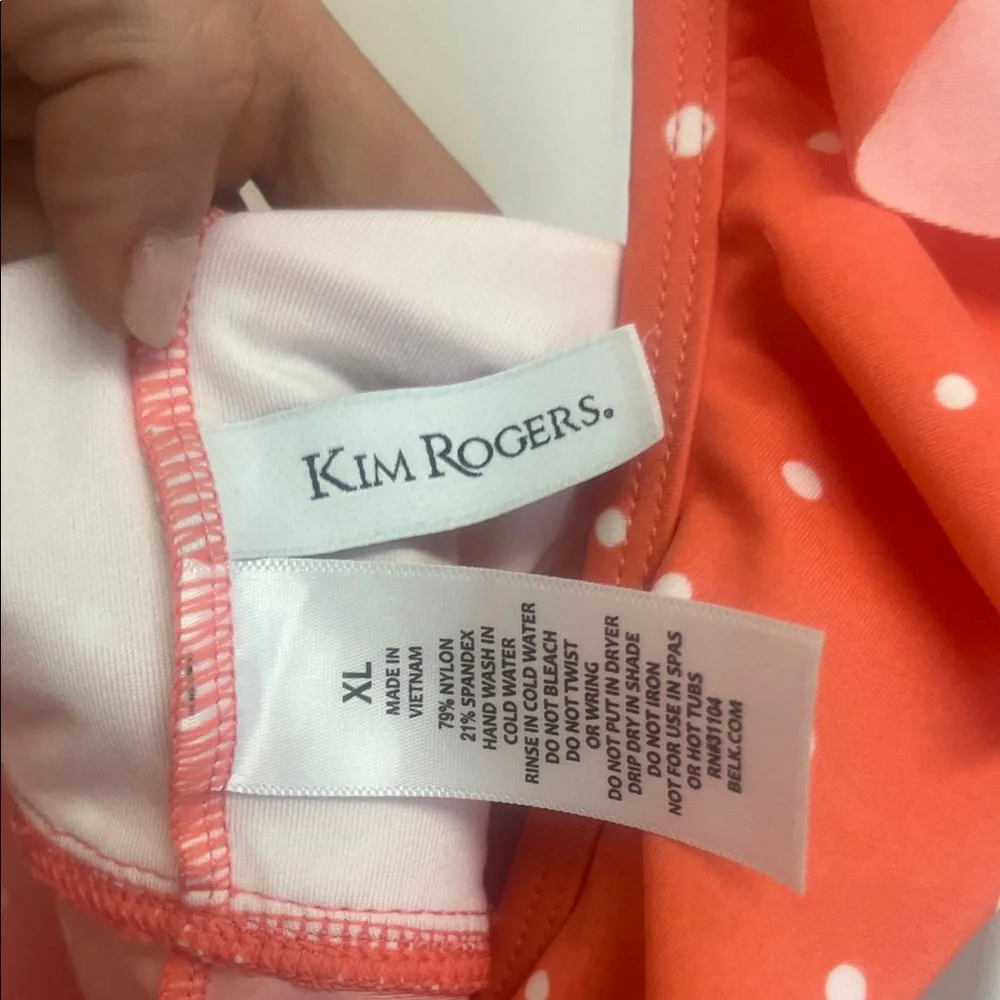 Kim Rogers Coral Polka Dot Tankini Skirt Set - Picture 2 of 7